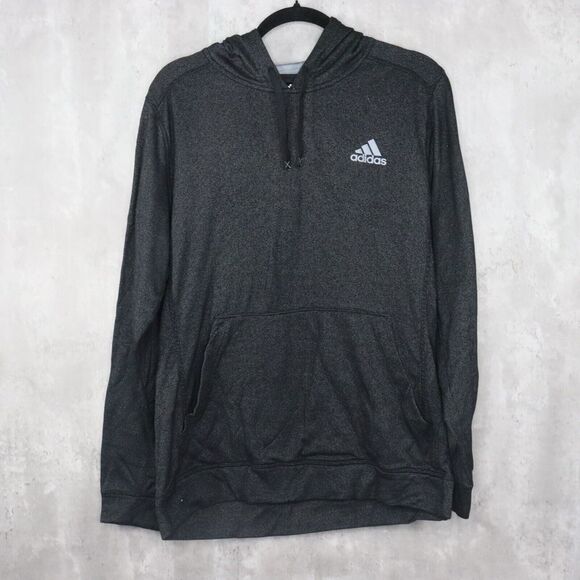 Adidas Hoodie Mens Size Large Dark Gray Climawarm Sweater Adult Pullover Stretch - Picture 1 of 7